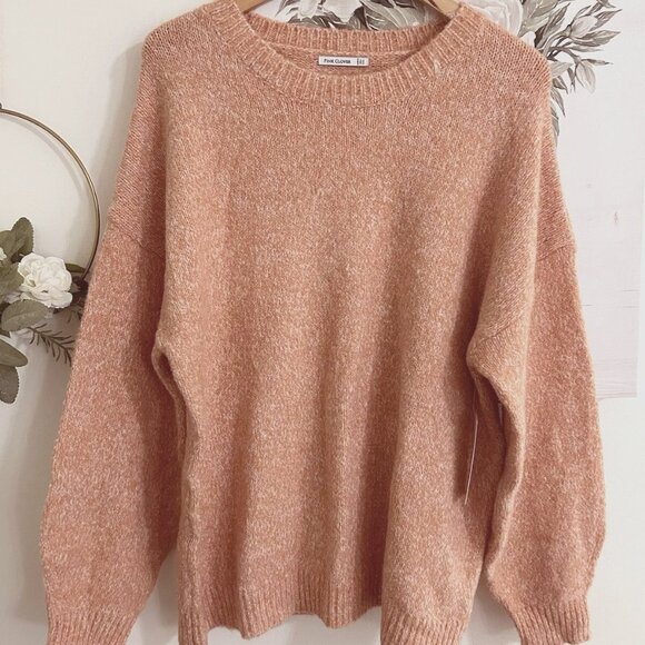 Pink Clover Stitch Fix Sweater W L Orange Peach Long Sleeve Round Neck New - Picture 2 of 13